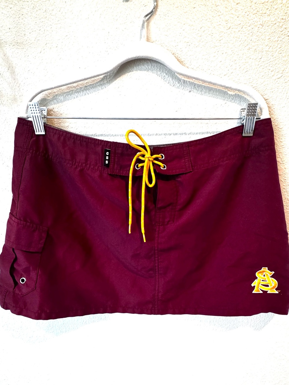 ASU Maroon Women's Athletic Board Style Skirt with Yellow Drawstring. Vintage!